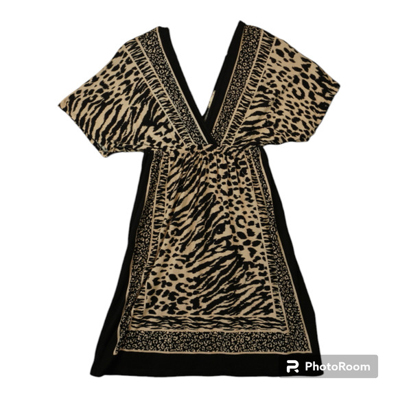One Clothing Zebra/ Cheetah Deep V Dress/Beach outwear/Casual - Picture 7 of 8